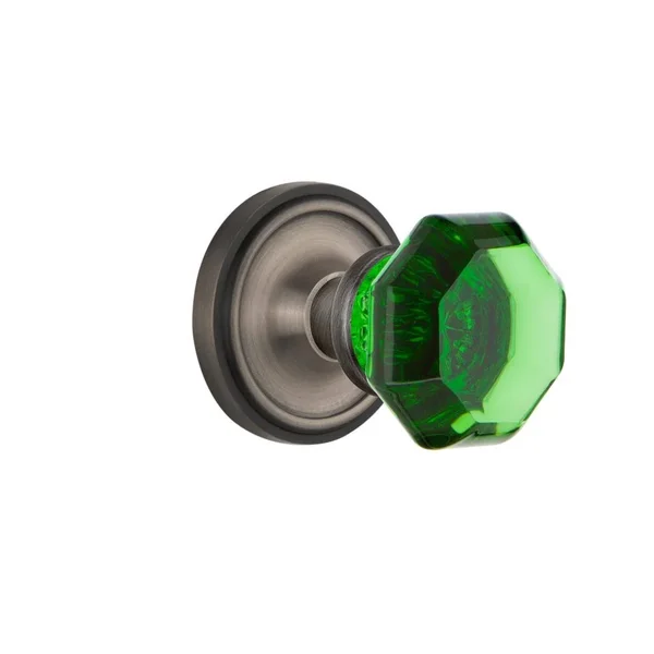 Nostalgic Warehouse Classic Rosette Double Dummy Waldorf Emerald Door Knob in Antique Pewter 723124