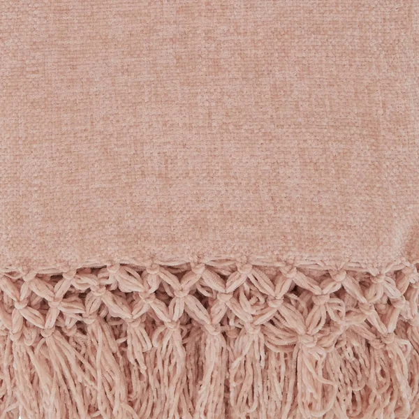 Saro TH405.BH5060B 50 x 60 in. Knotted Chenille Oblong Throw Blanket Blush