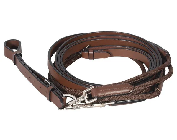 Henri De Rivel Draw Reins Rounded Nylon - Leather Snap