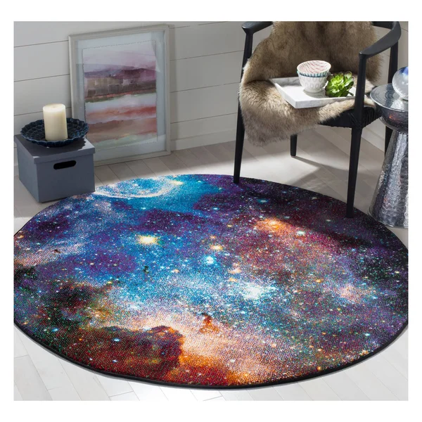 Safavieh Galaxy GAL109P 5&3x22 x 5&3x22 Round Purple, Multi Area Rug