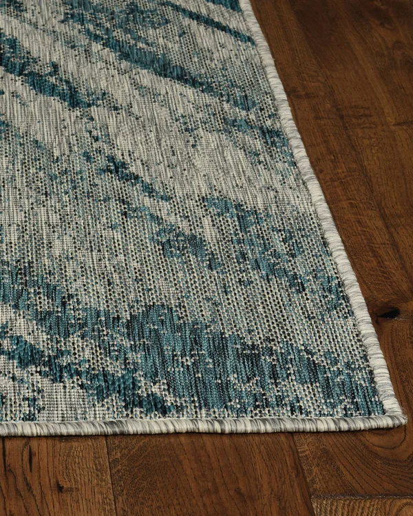 Kas Provo 5765 Grey/Teal Strokes Area Rug 5&3x22 x 7&7x22