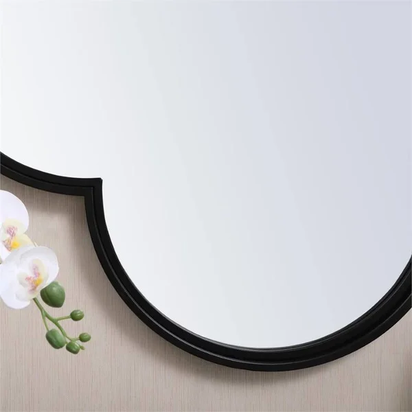 Allora 32x22 Plum Mid Century Metal Frame Clear Mirror in Black