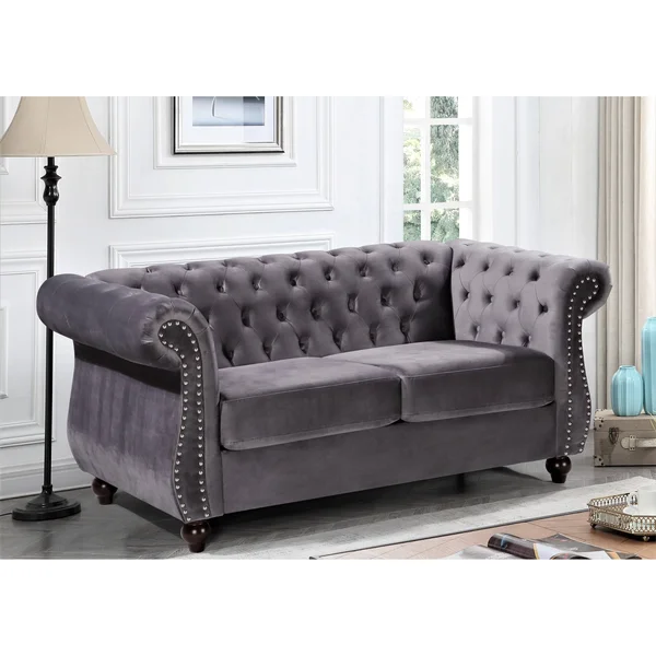 Antoinette Chesterfield Loveseat - Black