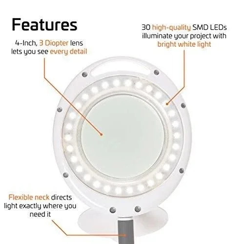 Newhouse Lighting LED Magnifying Table Top Lamp, 3X Magnifier, Lighted Magnify