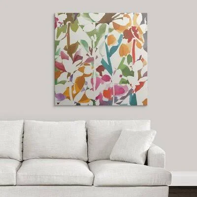 &Pink Garden Square II White& Painting Print Great Big Canvas Format: Canvas, Size: 35x22 H x 35x22 W x 1.5x22 D