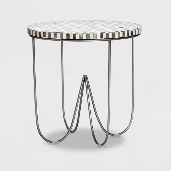 Adore Decor Zahra Round Side Table Black and White