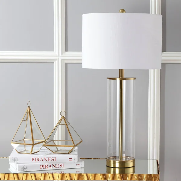 Collins 29.25x22 Glass LED Table Lamp - Brass Gold, Jonathan Y