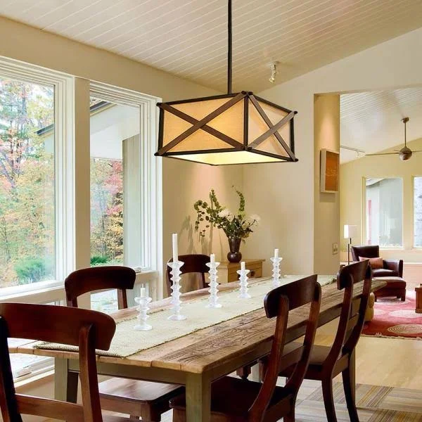 LNC Nezin 16.5 in. 3-Light Bronze Wood Semi-Flush Mount Convertible Pendant A03282