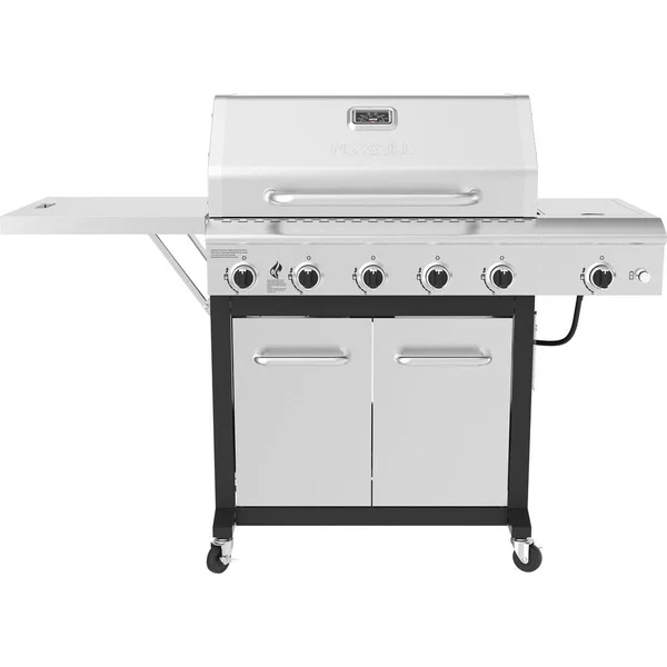 Nexgrill 5-Burner Propane GAS Grill in Stainless Steel with Side Burner and Foldable Side Shelf - Silver