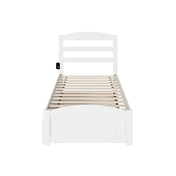 Atlantic Furniture Warren Walnut Twin Bed with Footboard and Twin Trundle, Brown