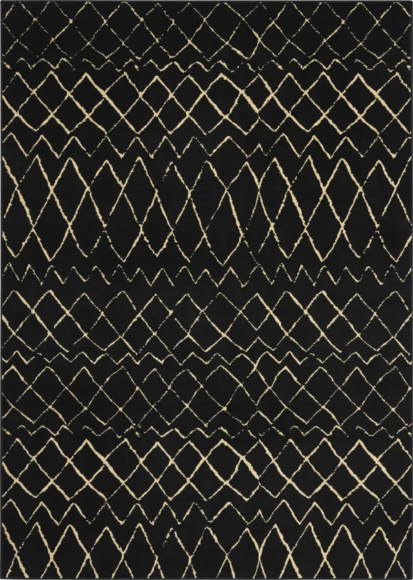 Nourison Grafix Moroccan Patterned Area Rug (7& x 10& - Black)
