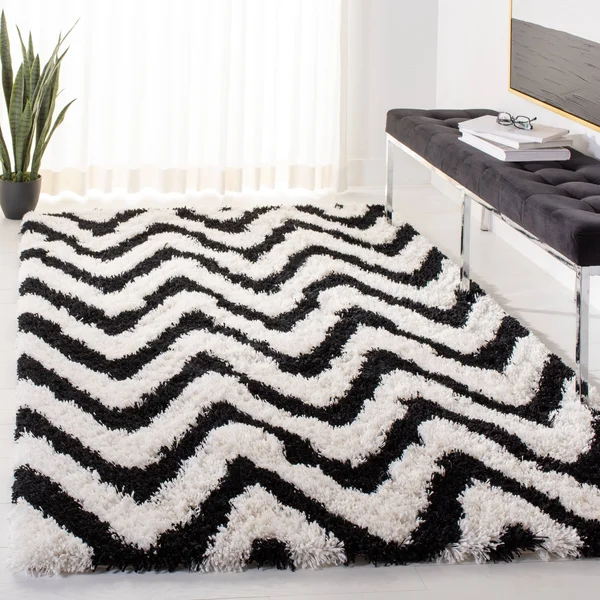 Safavieh 2&-6x22 x 4& Shag Chevron Shag Ivory, Grey Rug