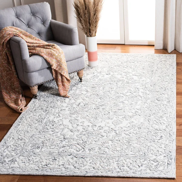 Safavieh Trace Rug Collection TRC302H - Ivory, Charcoal - 4' x 6'
