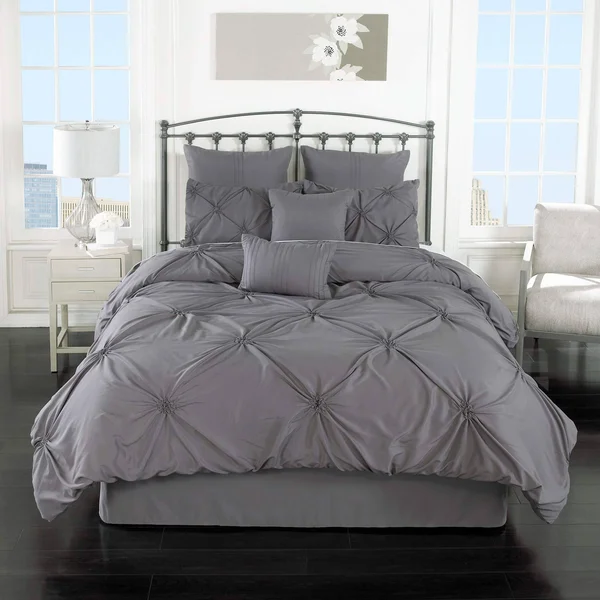 Riverbrook Home 81053 Lorraine Queen Size Comforter Set Gray - 8 Piece