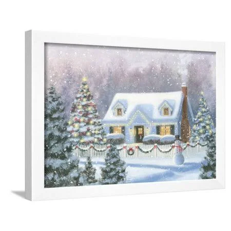 Home for Christmas Framed Print Wall Art by James Wiens, Size: 24 x 18, White