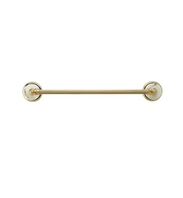 Phylrich Towel Bar 30x22 White Marble - Polished Brass Antiqued KMB75007