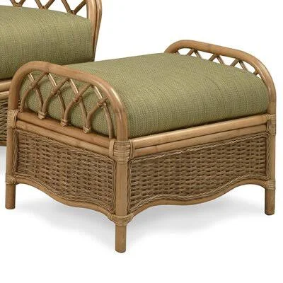 Everglade 27x22 Rectangle Standard Ottoman Braxton Culler Body Fabric: Gray and White Performance Stripe; 0261-84, Leg Color: Li