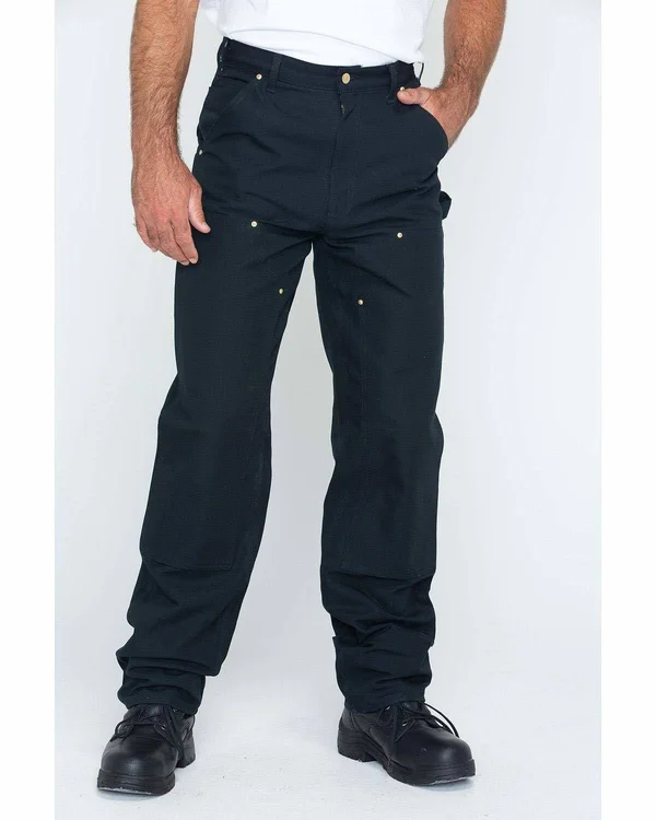 Carhartt Firm Duck Double Front Work Dungaree Pants, Men's Black
