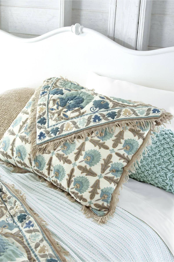 Soft Surroundings Jardin Maroc Bed Sham - in Aqua Mist Size King