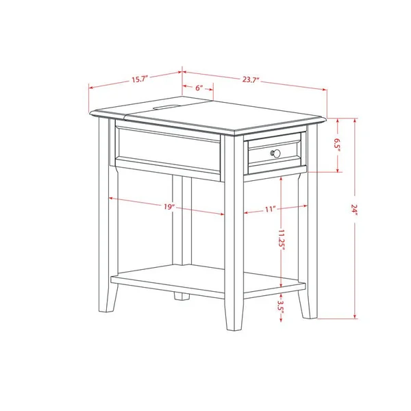 East West Furniture Denison 24x22 Wood Nightstand with 1 Drawer in White