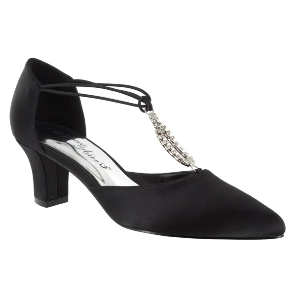 Women's Easy Street Moonlight Pump - Black Satin - Size 11