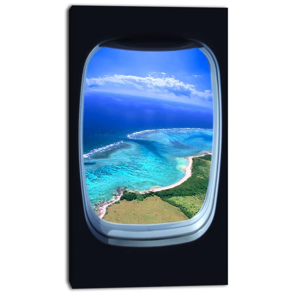 Designart Ocean View from Window Seascape Photo Canvas Art Print, 20x22 x 40