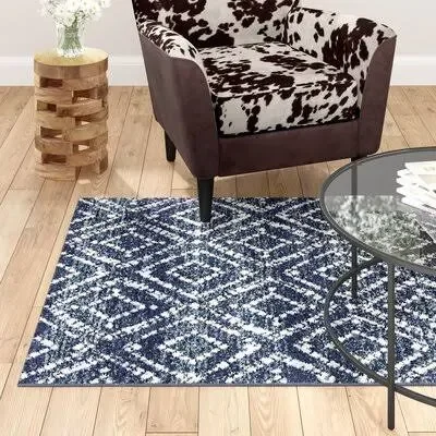 Sherburne Navy/Ivory Area Rug Union Rustic Rug Size: Rectangle 9& x 12&