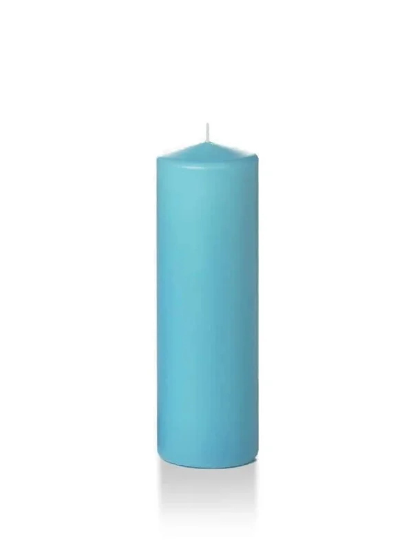 Set of 16 - Wholesale Slim Pillar Candles - Caribbean Blue - 2.25x22x7x22
