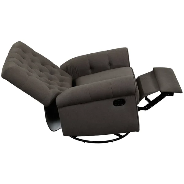 Pulaski Traditional Rolled Swivel Glider Arm Recliner, Fresh Pewter Grey