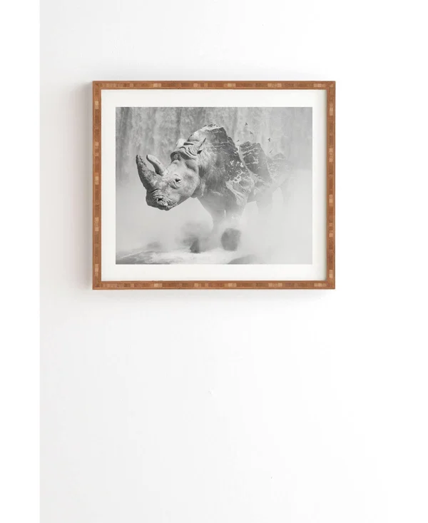 Deny Designs Rhino Landscape Framed Wall Art - Multicolor