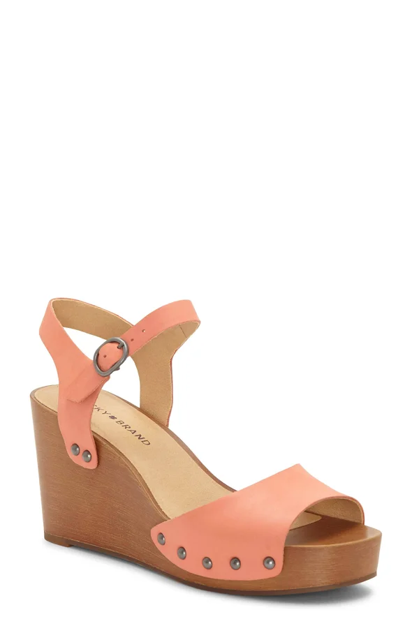 Women's Lucky Brand Zashti Wedge Sandal - Size: 5.5, Angora