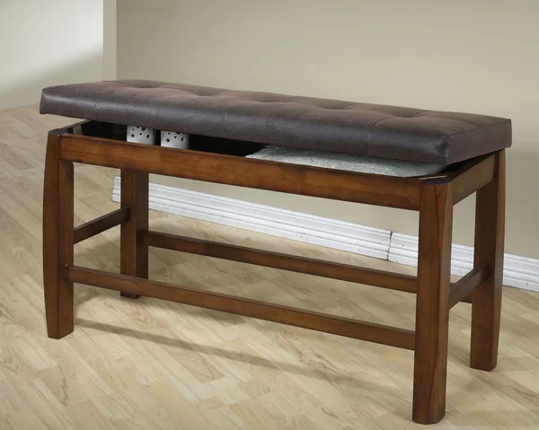 Acme Morrison Counter Height Bench with Storage - Brown PU & Oak