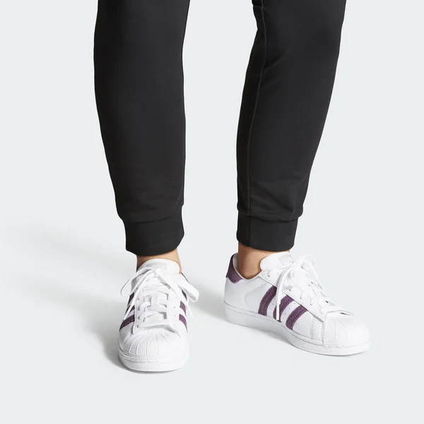 Adidas Superstar Shoes - Women's - Cloud White - Red, Silver - 8