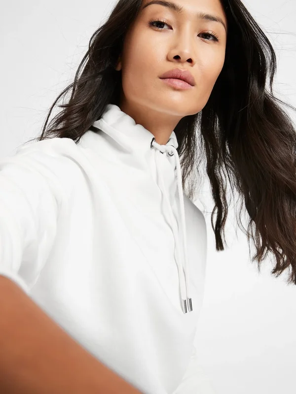 Banana Republic Women's Funnel-Neck Sweatshirt Almond Beige Size Xxs