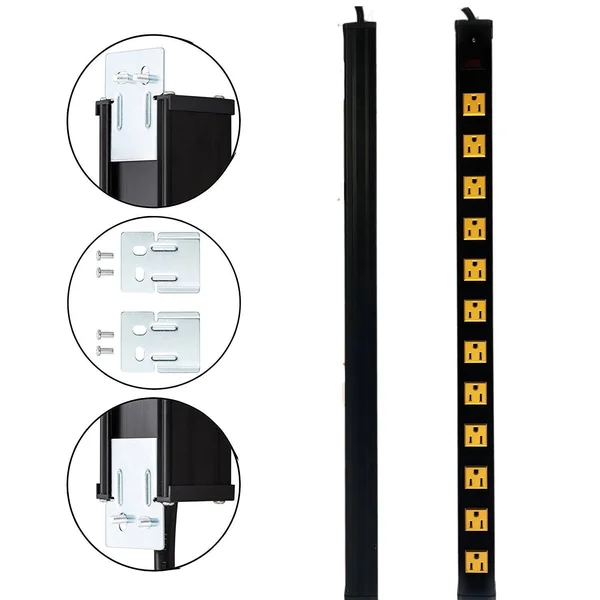 12 Outlets Heavy Duty Metal Socket Power Strip, OviiTech 6-Foot Long Extension Cord with Circuit Breaker. Mounting Brackets Inclu
