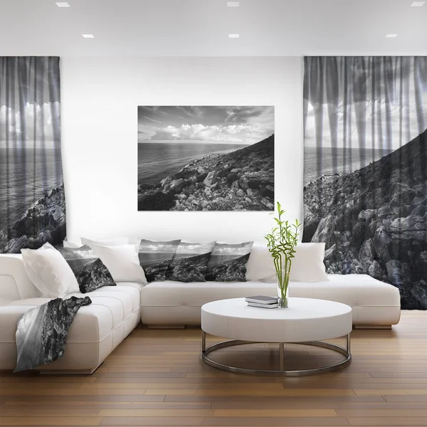 Sunrise Over Sicily Black and White Photographic Print on Wrapped Canvas, Size: 40 in. Wide x 30 in. High
