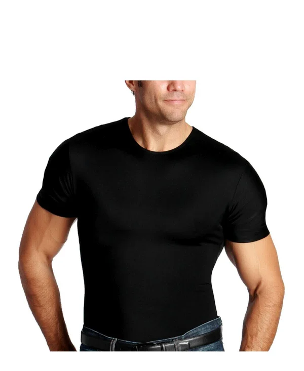 Insta Slim Men's Compression Short Sleeve Crew-Neck T-Shirt - Black