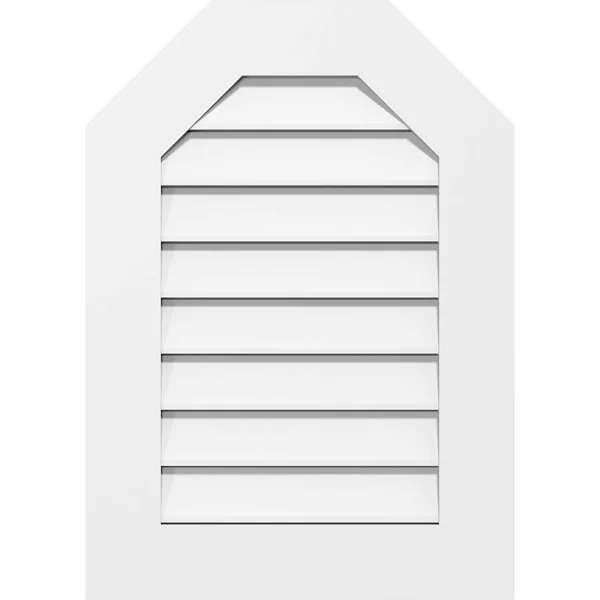 Ekena Millwork GVPOT12X3201SF 12x22W x 32x22H Octagonal Top Surface Mount PVC Gable Vent: Functional, w/ 3-1/2x22W x 1x22P Stand