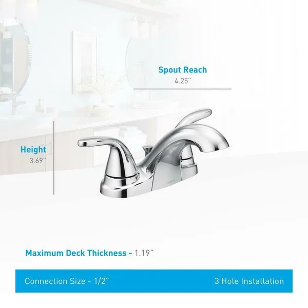 Centerset 2-Handle Bathroom Faucet in Chrome with 4-Piece Bath
