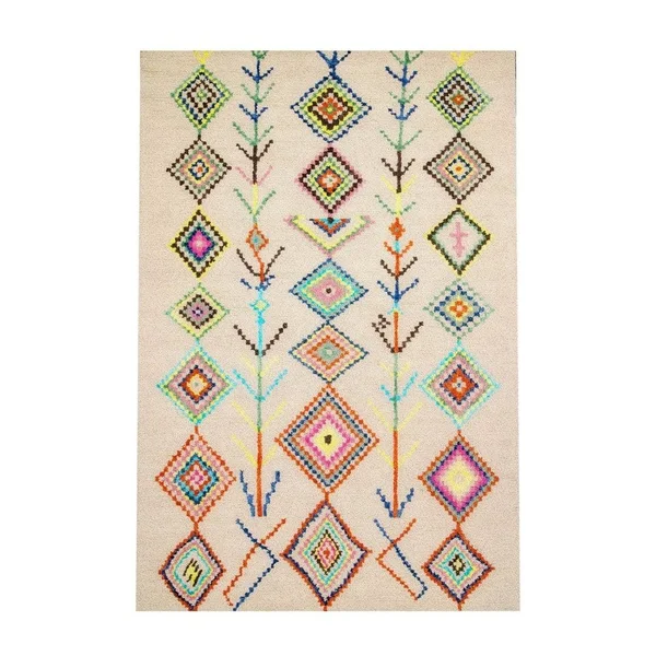 nuLOOM Hand Tufted Wool Moroccan Triangle Rug - 5& x 8& - Turquoise