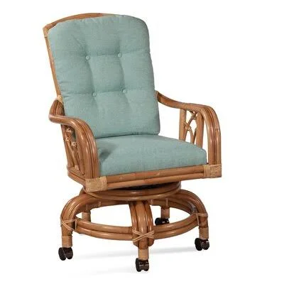 Edgewater Tufted Upholstered Side Chair Braxton Culler Leg Color: Havana Finish, Body Fabric: Green and Blue Stripe; 0252-54