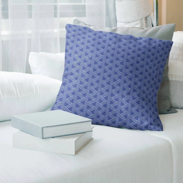 Cool Tones Classic Zig Zag Pattern Throw Pillow - 20 x 20 - Blue - Polyester