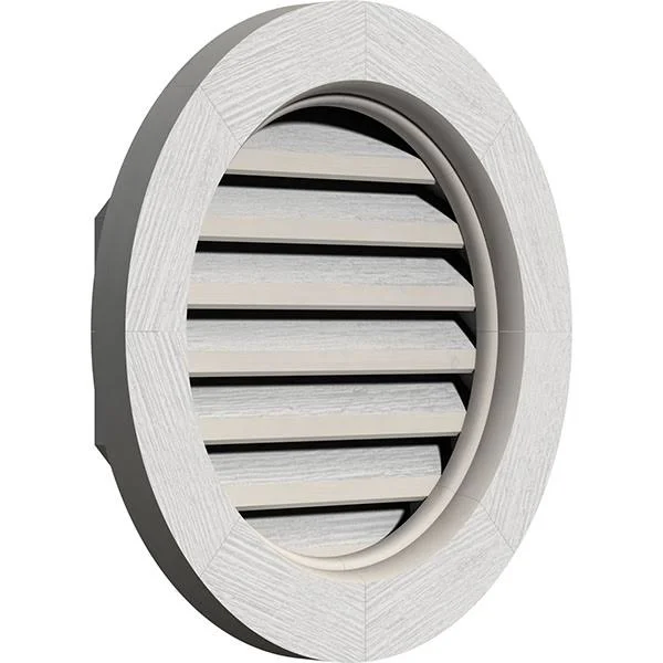 Ekena Millwork GVWRO16X1600RFPWR 16x22W x 16x22H Round Gable Vent (21x22W x 21x22H Frame Size): Primed - Functional, Rough Sawn W