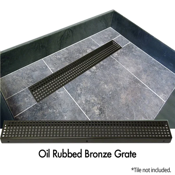 Tile Redi RT4860R-RB48-KIT Base N Bench 72x22 x 48x22 Rectangular Shower Base with Single Threshold and Right Drain Oil Rubbed B