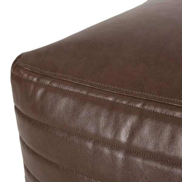 Baddow Contemporary Faux Leather Channel Stitch Rectangular Pouf Brown - Christopher Knight Home