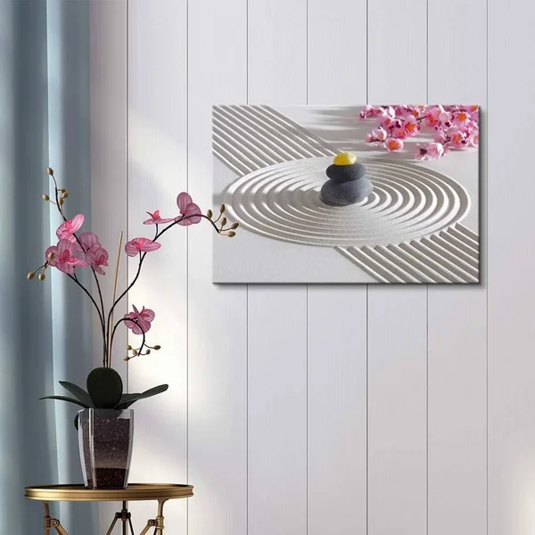 Wall26 - Canvas Prints Wall Art - Japanese Zen Garden with Stacked Stones - Modern Wall Decor/Home Decoration Stretched Gallery