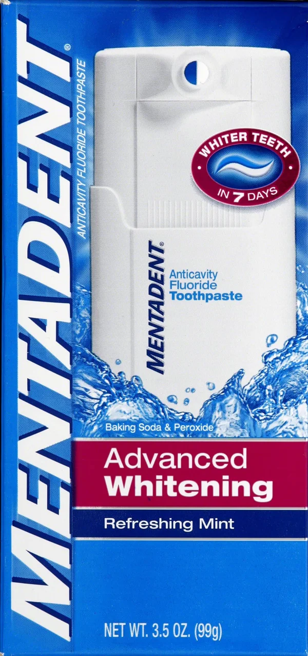 Mentadent Anticavity Fluoride Toothpaste, Advanced Whitening, Refreshing Mint - 3.5 oz