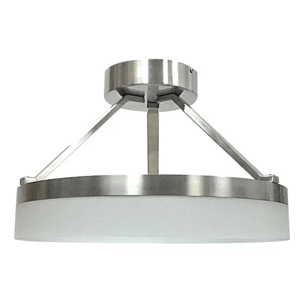 Allen + Roth Lynnpark 11.95-in Brushed Nickel LED Semi-Flush Mount Light, SFL11BNK