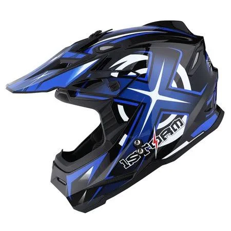 1storm Adult Motocross Helmet BMX MX ATV Dirt Bike Helmet Racing Style Hf801; Sonic Blue - Size: Large