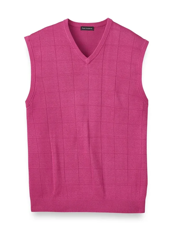 Men's Sweater - Classic Fit in Berry Vest Silk, Paul Fredrick